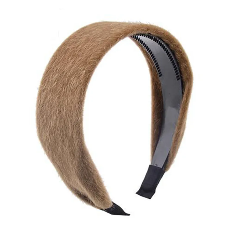 

2021 New Imitation Rabbit Hair Hairband Women's Mink Hairpin Simple Wide Edge With Teeth Anti Slip Headdress