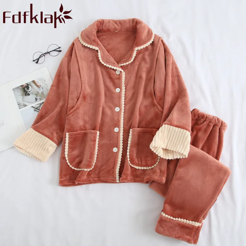 Fdfklak фланелевые пижамы для беременных кормящих грудью Пижама с длинными рукавами