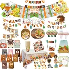 Топперы для торта с лесными животными в лесу джунглей, маленькие животные, детские украшения для дня рождения, товары для десертов