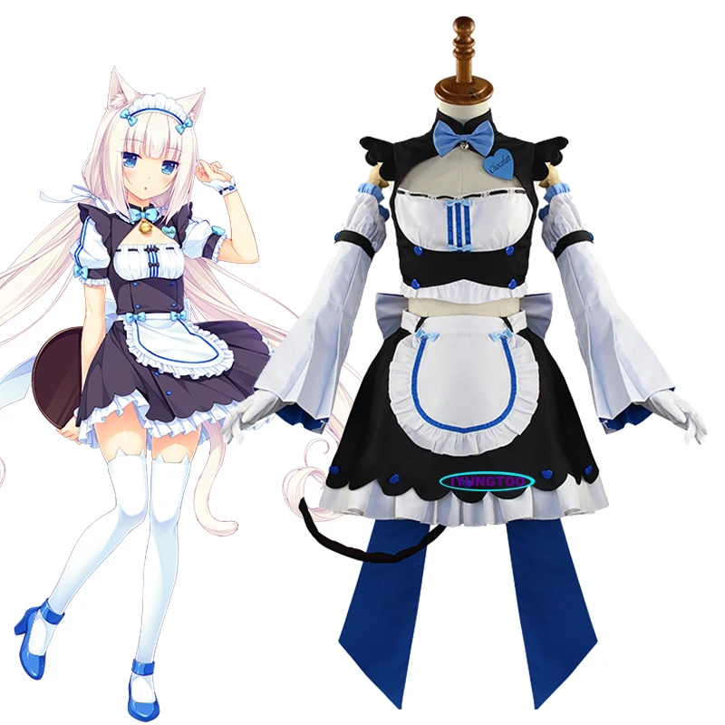 Костюм для косплея NEKOPARA с ванилью Chocola полный комплект фартук горничной платье