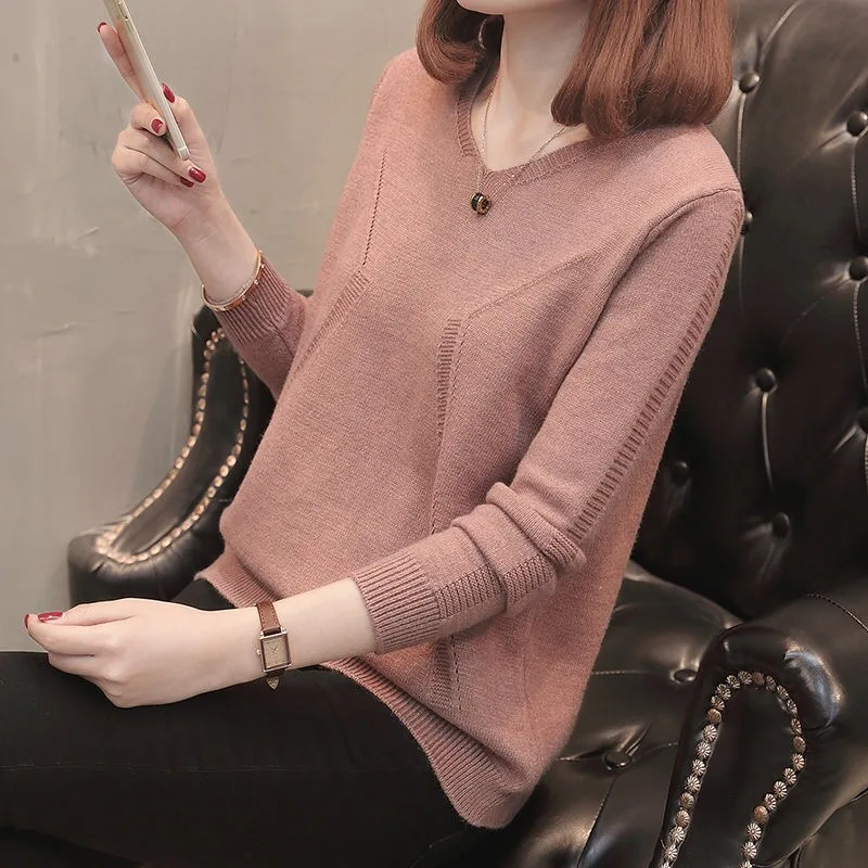 Fall Sweaters for Women Backless Button Knit Pullovers New Elegant Ladies Sexy Long Sleeve Big Size Loose Woman Pink Sweater