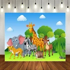 Мультфильм прерий Животные Жираф Леопард Мальчики День Рождения фотография фон для новорожденного ребенка душ торт стол Декор баннер