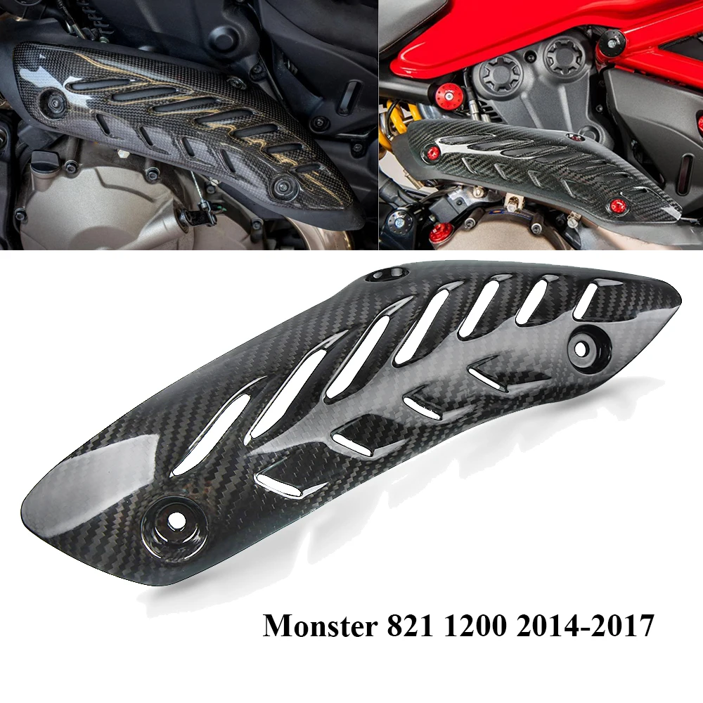 For Ducati Monster 821 1200 2014 2015 2016 2017 Motocycle Carbon Fiber Pipe Exhaust Heat Shield Cover Guard Muffler Protector