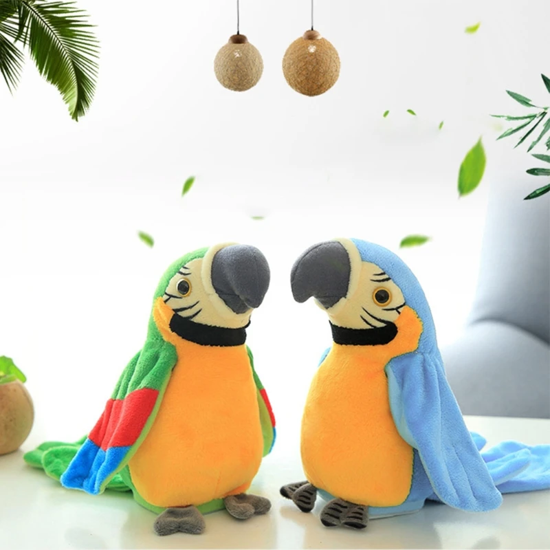 

Multifunctional Electric Plush Parrot Speaking Talking Repeats Waving Simulation Bird Early Education Toy Gift