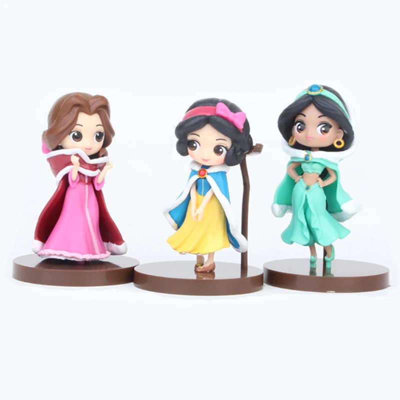 Disney Princess Q Posket 6 шт./лот 8 см ПВХ фигурка игрушки украшения торта детский подарок на