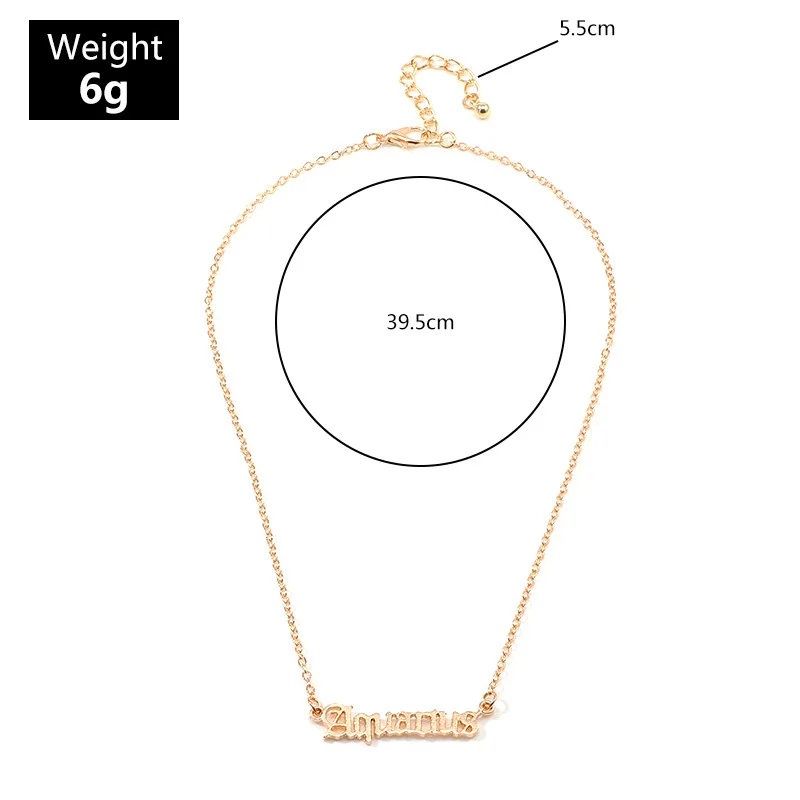

Twelve Constellation Zodiac Alphabet Necklaces Creativity European Girls Fashion Alloy English Letter Necklace Jewelry For Women