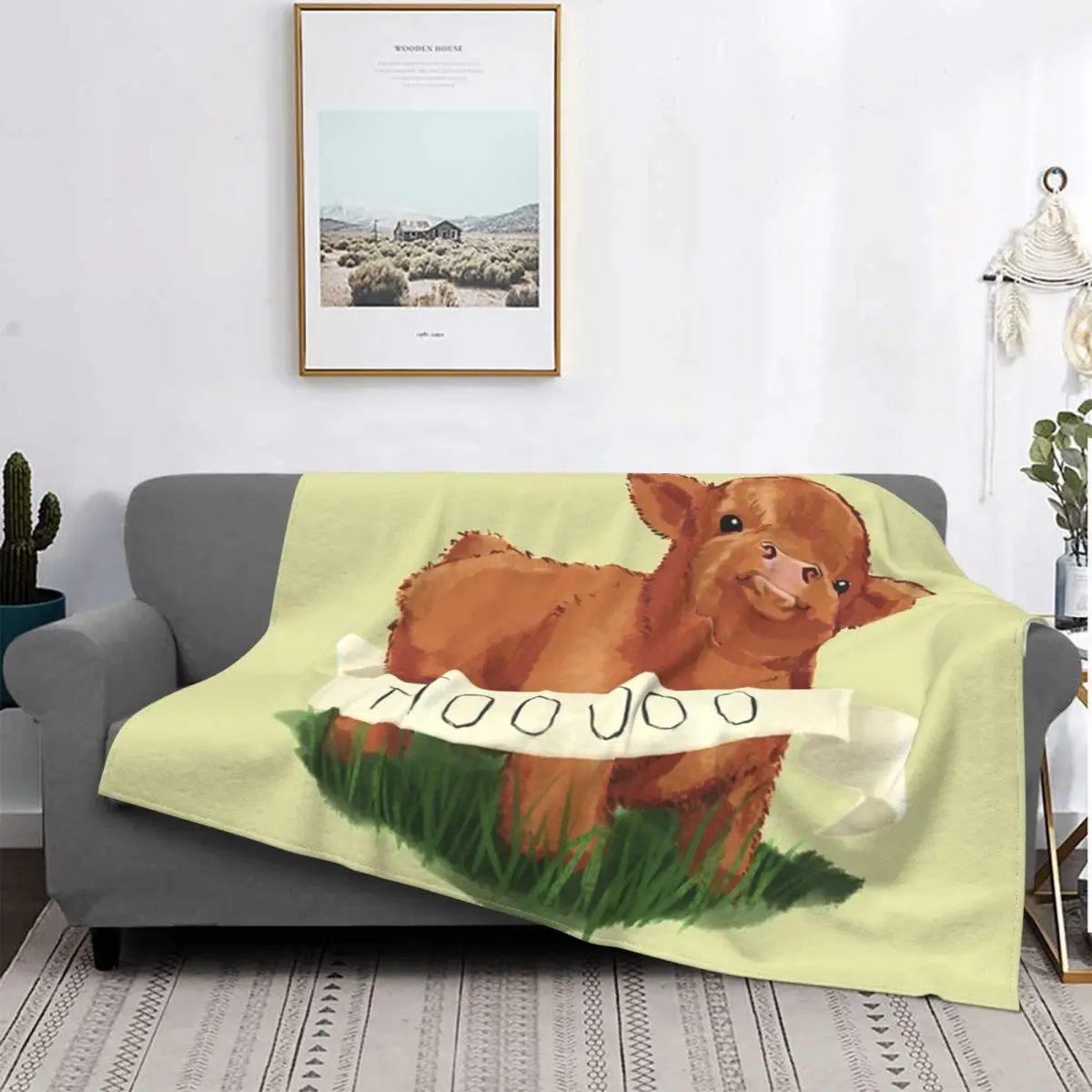 

Manta de vaca de las tierras altas para cama, cubrecama a cuadros, sofá, manta doble, alfombra de oración Islámica