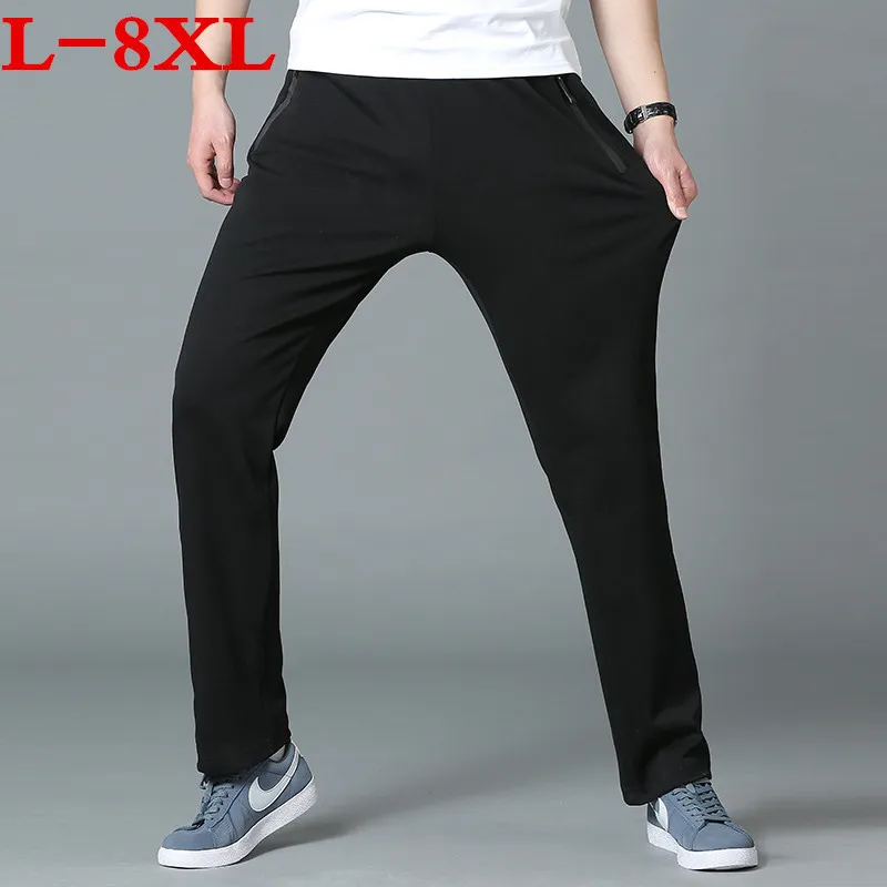 

new autumn spring stretch and large casual men close loose knit leisure cotton pants plus size 8XL 7XL 6XL