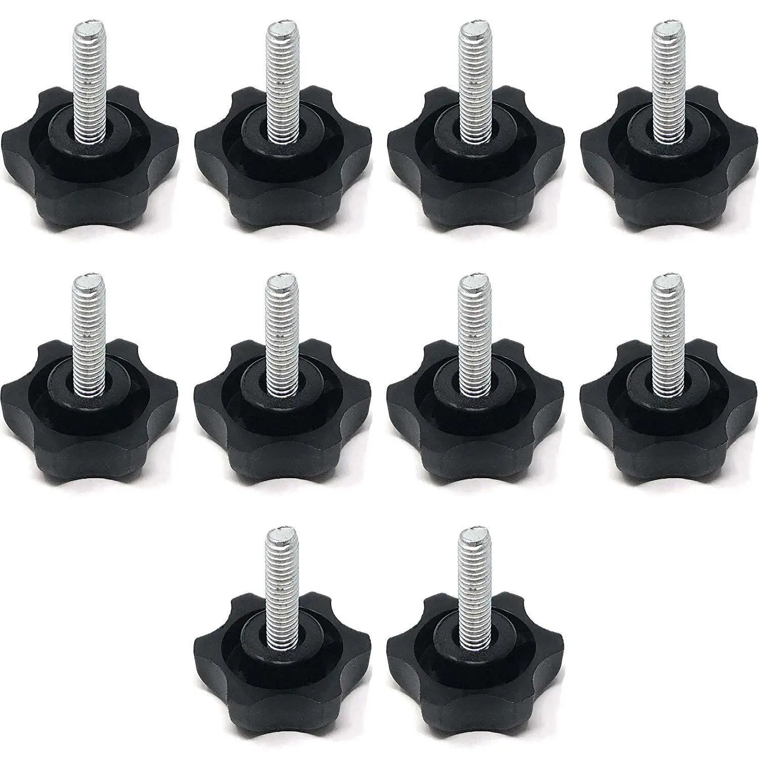 

10 pcs Plastic M6 x 20mm Threaded Knurled Thumbscrew Grip Knobs Thumb Screw
