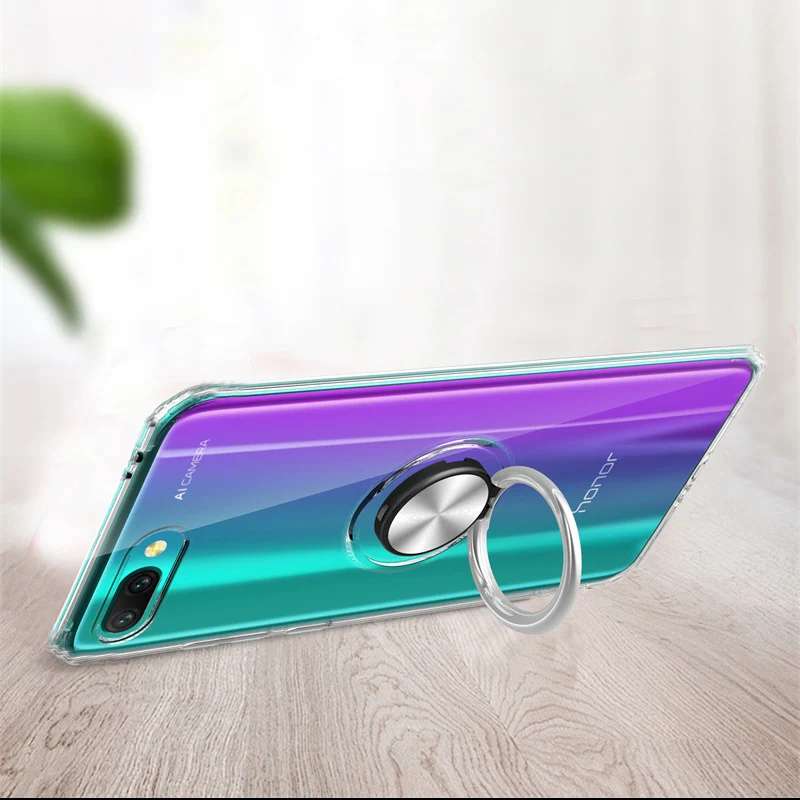 Роскошный чехол для телефона s для huawei honor 10 чехол Прозрачная мягкая силиконовая защита из ТПУ кольцо магнетизм чехол для honor 10 Coque
