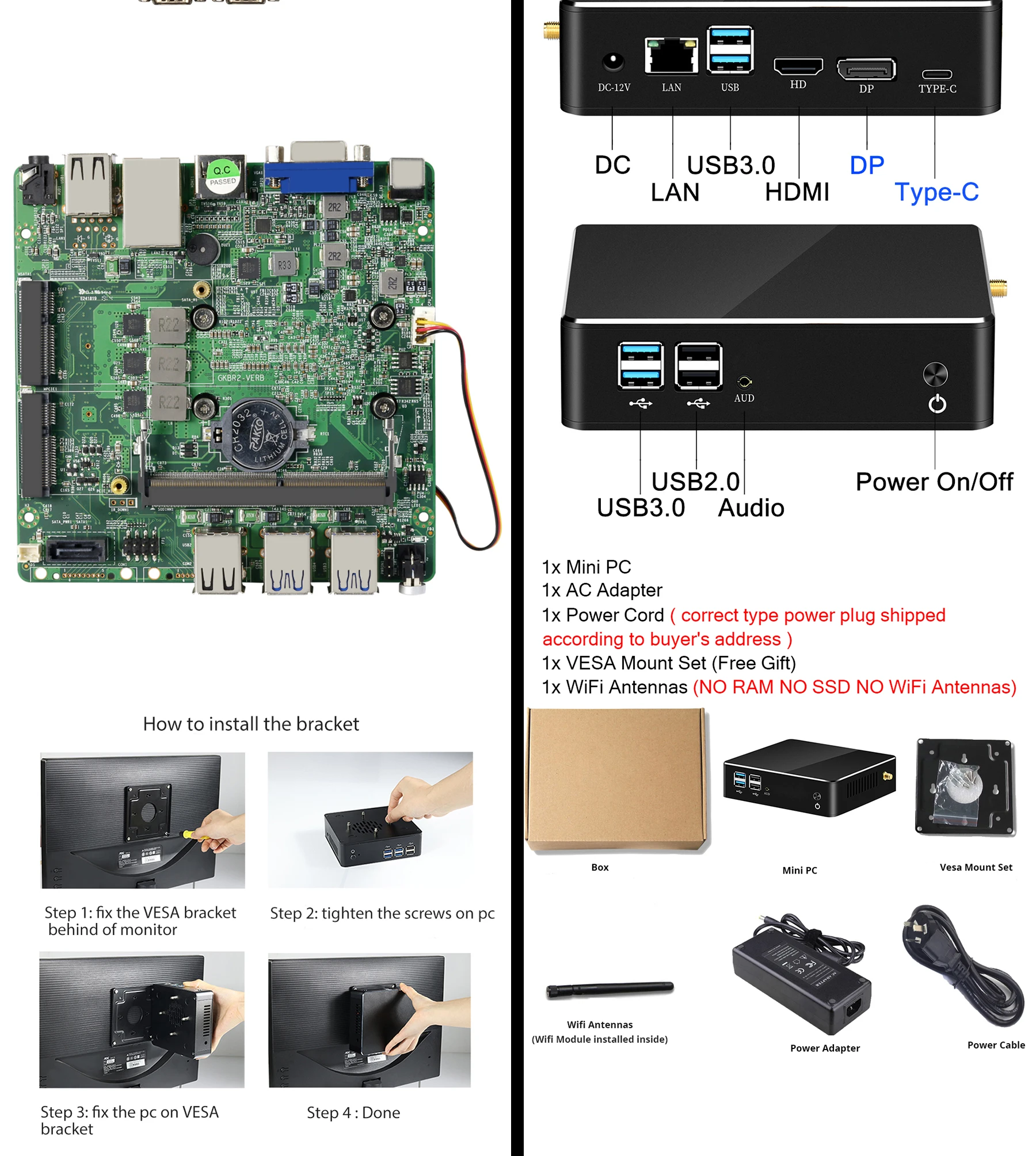 Мини ПК Intel Core i3 8130U i5 8250U i7 8550U DDR4 Windows 10 в формате 4 K UHD HDMI VGA 8xusb Wi-Fi Gigabit Ethernet HTPC офисный компьютер