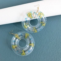 lost lady new creative duck earrings cute pop cartoon ladies earrings fashion trend plastic swimming ring earrings jewelry