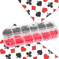 nail art sequin decoration red black flake manicure accessories for professional playing card style nail design set