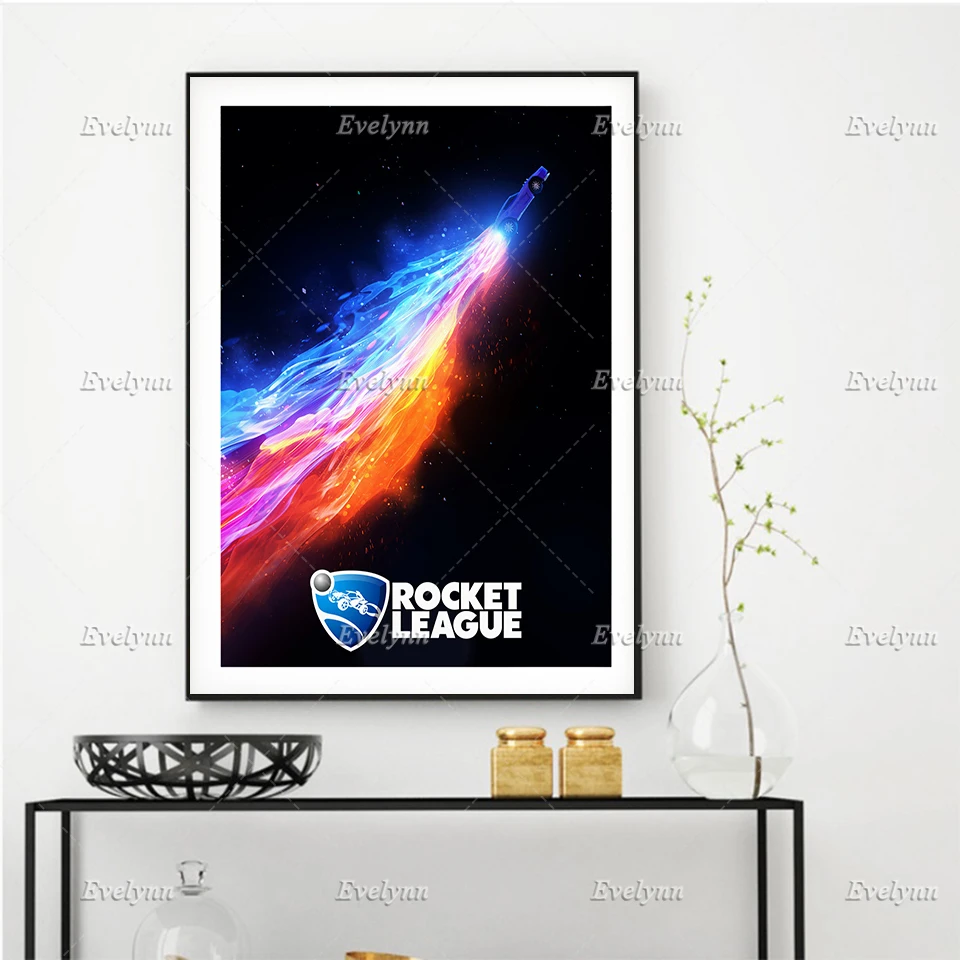 

Rocket Game League Poster, Boys Room Decor Living Room Decoration Wall Art Canvas Home Decor Prints Unique Gift Floating Frame