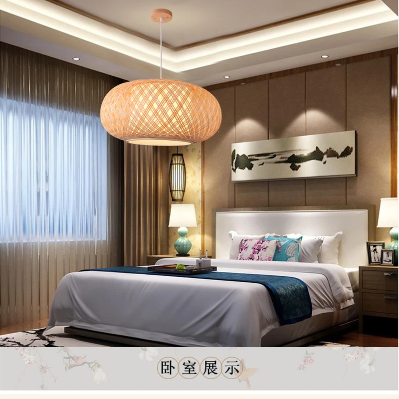 Круглый ручной вязки Бамбук из ротанга подвесной светильник шнур приспособление