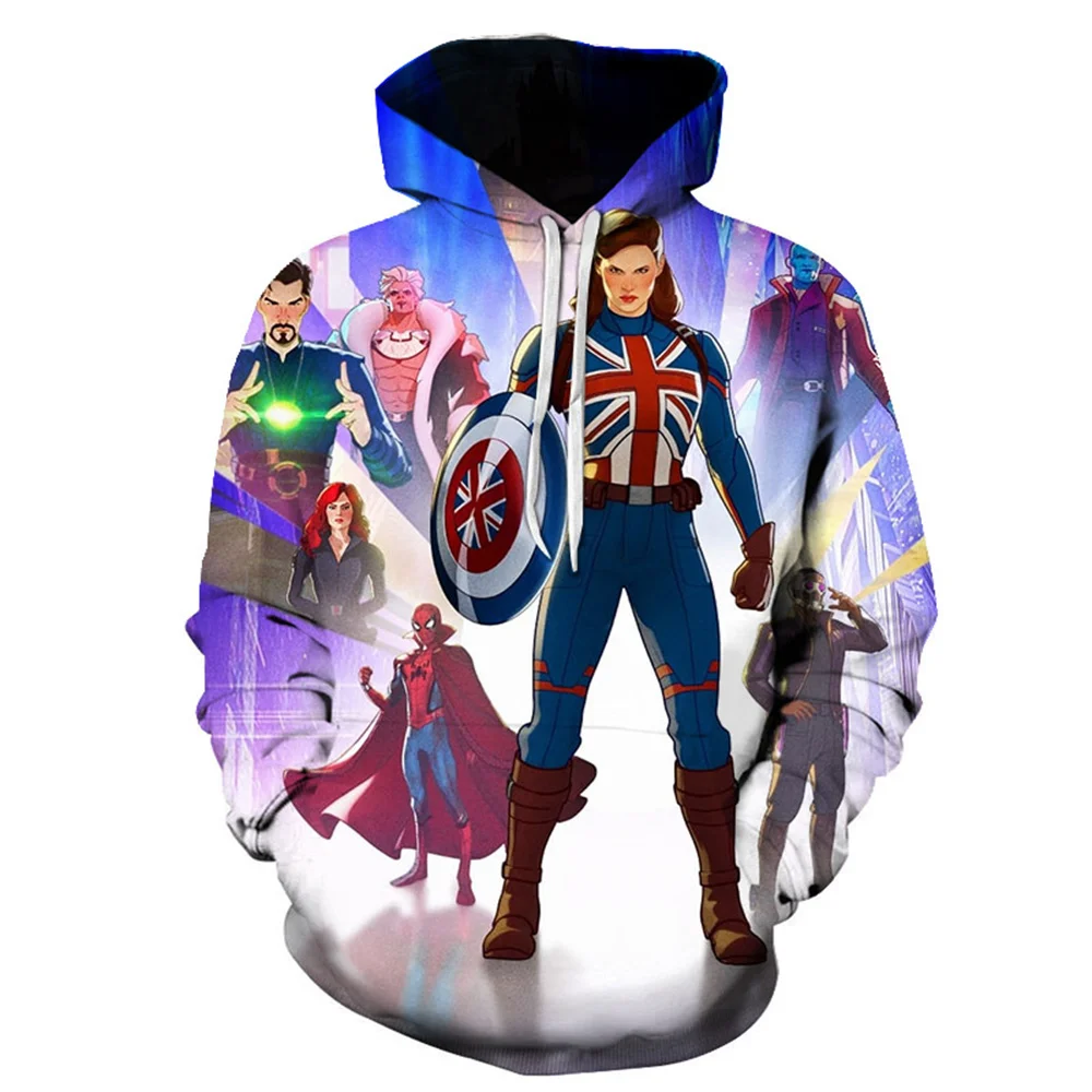 2021 толстовки с капюшоном 3D принтом Marvel Anime What If мужские и женские забавные капитан