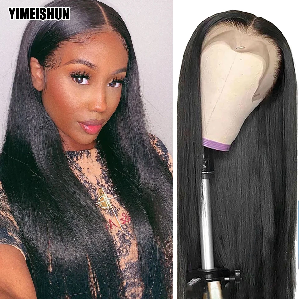 28-30 Inch Straight Lace Closure Wig Brazilian Human Hair Wigs For Black Women 4x4 Half Machine Made 2x4 13x1 Lace Remy Wig