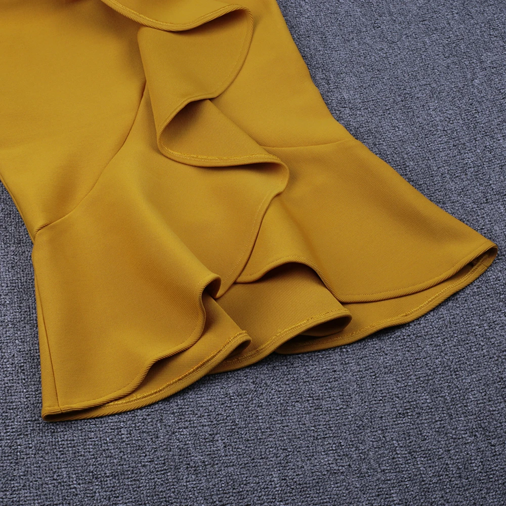 Ocstrade бандаж Русалка Vestido Midi сексуальное Новое поступление имбирное желтое вискозное женское платье без рукавов облегающее платье для вечеринок