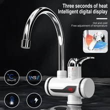 3000W Electric Faucet Water Heater Fast Heating Tap Water Faucet with Digital Display for Kitchen Bathroom Downside Water Inlet