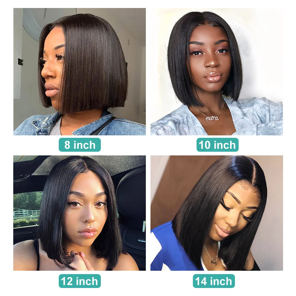 Allove Short Lace Front Human Hair Wigs Bob Wig For Black Women Brazilian Remy Straight Bob Lace Front Wigs 180% Density
