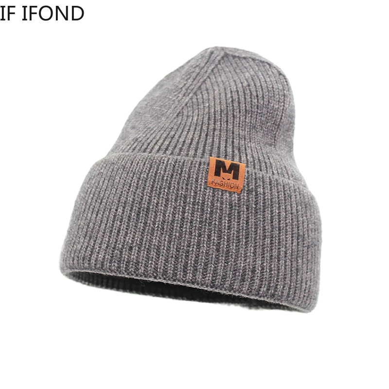 

Unisex Soft Warm Knitted Hats NEW Autumn Winter Simple All-match Cuff Beanie Cap Casual Sports Ski Cap