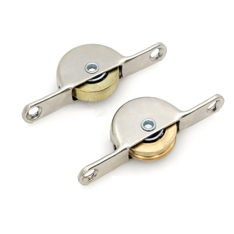 

2Pcs Sliding Door pulley Mute Single Pure copper Sliding Roller Pulley Wheel Flat/Concave Wheel Vintage Windows Sliding Rollers