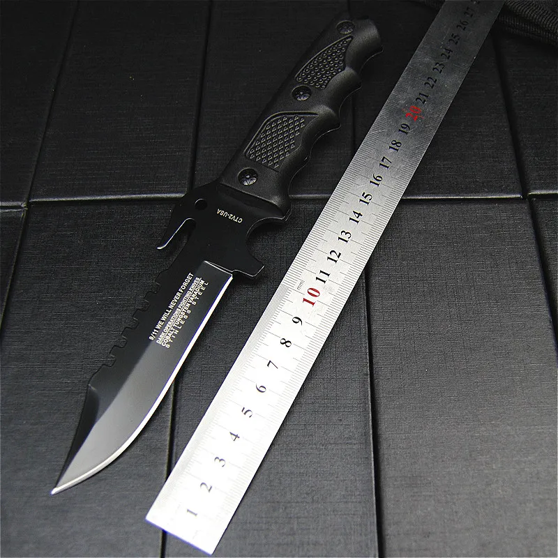 

Fenli outdoor black tactical jungle hunting knife body defense tool, outdoor rescue knife Japanese straight knife