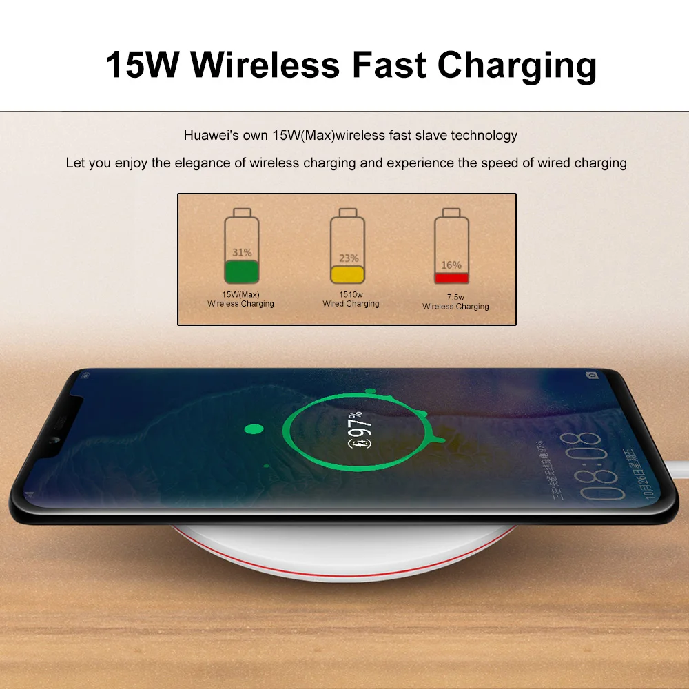 Беспроводное зарядное устройство HUAWEI CP60 15 Вт Быстрая зарядка для Huawei P30 Pro Mate 20 RS