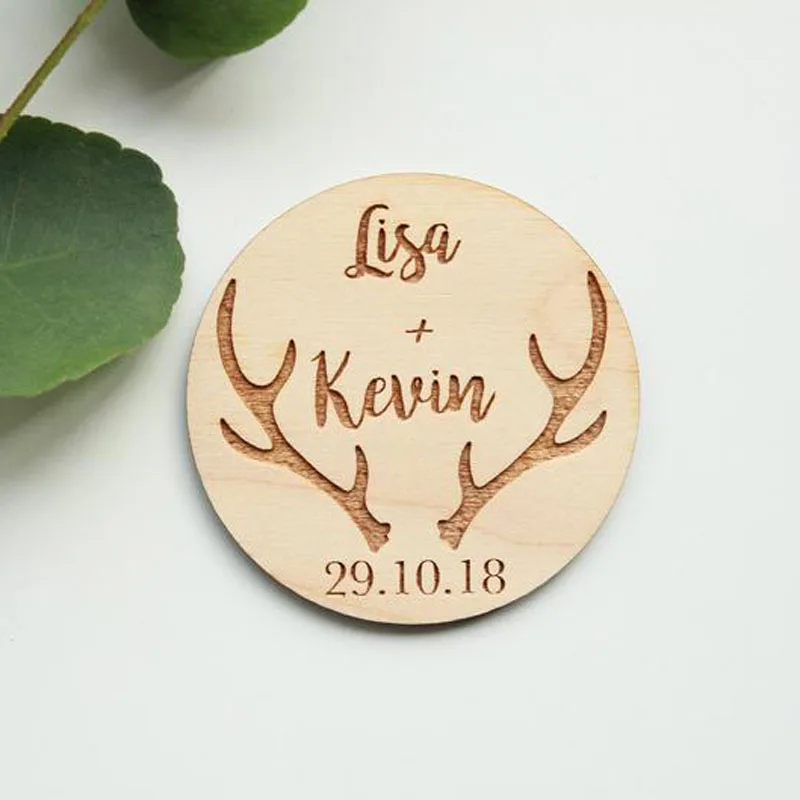 Свадьба из рога оленя Сохранить дату Магнит Приглашения деревенского дерева