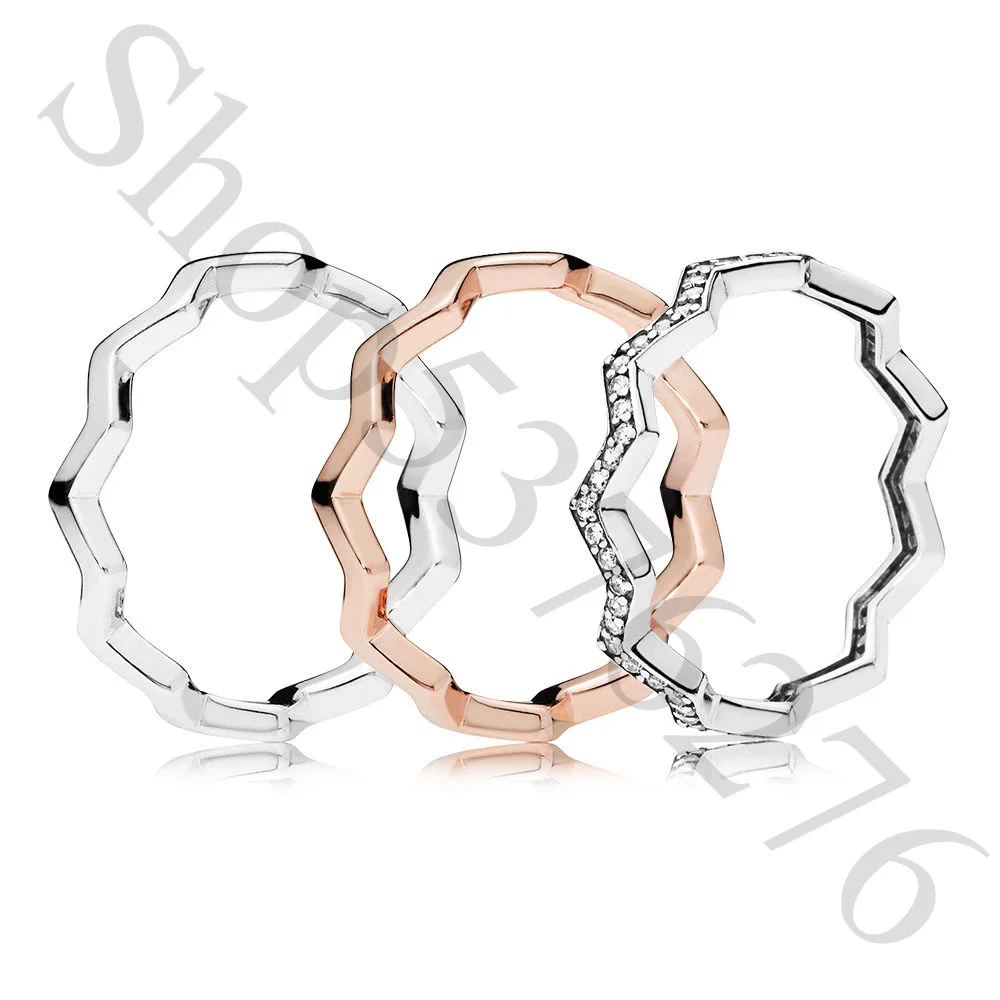 Подлинное 925 пробы Серебряное Оригинальное мерцающее вечное зигзагообразное