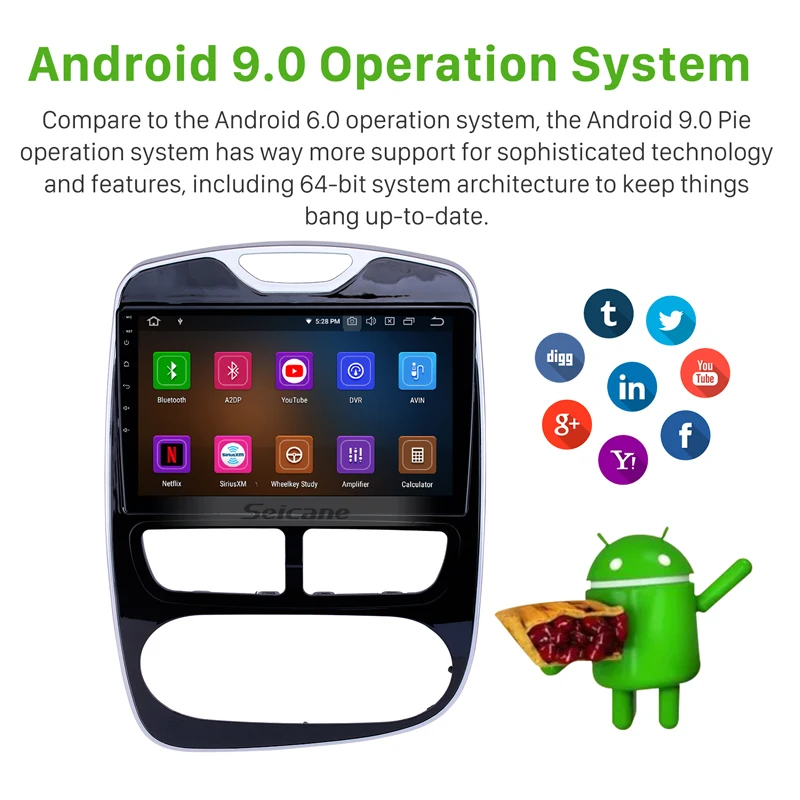 Seicane 10 1 &quotAndroid 0 ОЗУ 4 Гб ПЗУ 64 ГБ для 2012-2016 Renault Clio Digital/Analog (MT) Auto stereo Car GPS Navi RDS carplay |