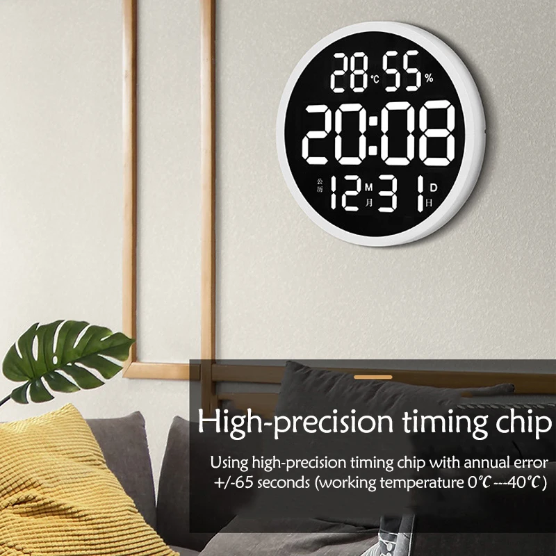 

New Wall Clock Led Large Clock Mute Digital Temperature and Humidity Electronic Clocks Modern Design Watch Home Decoration