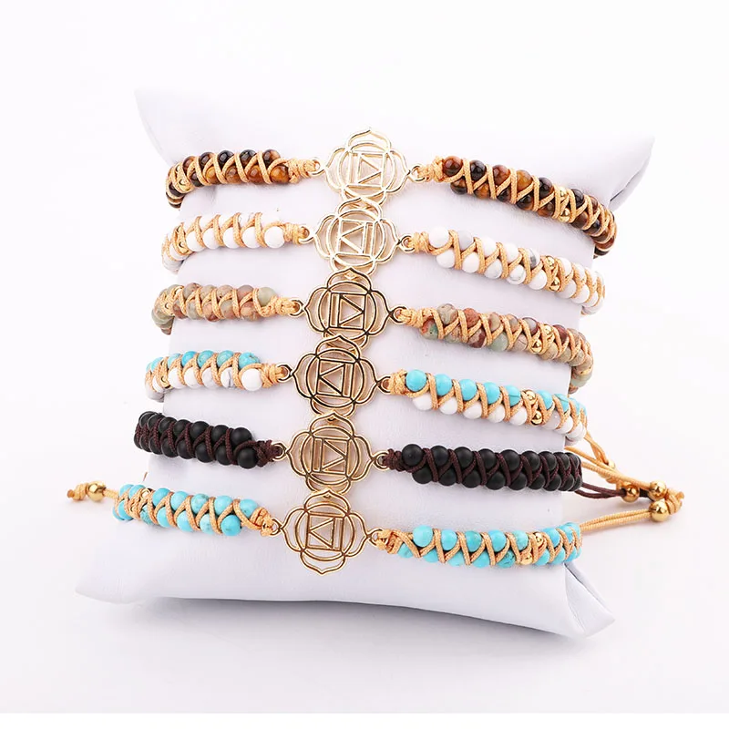 Модный небольшой каменный браслет из цинкового сплава очаровательный плетеный