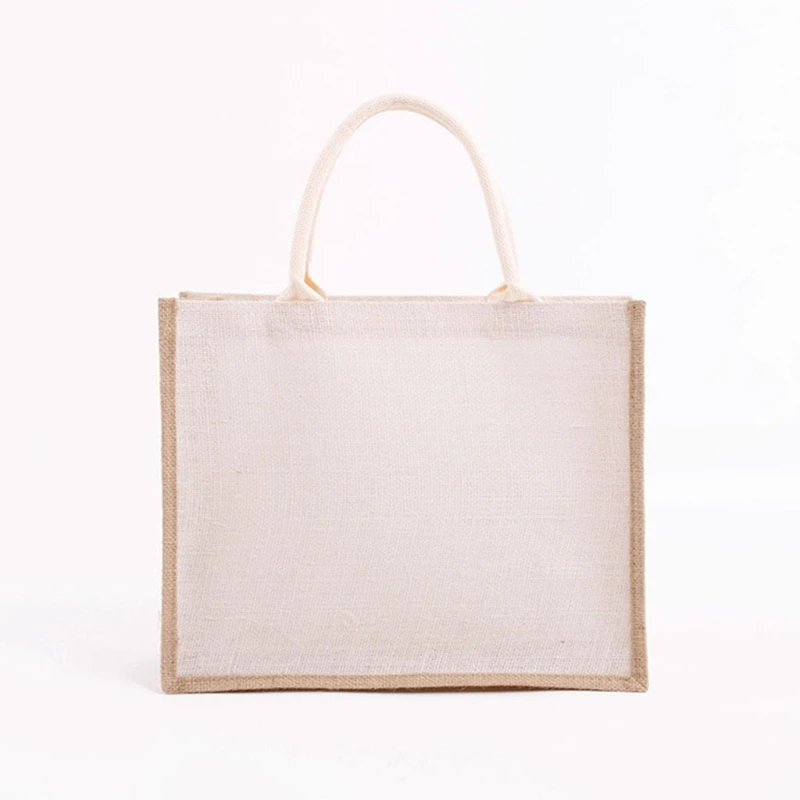 

Многоразовая Джутовая сумка-тоут, экологически чистые мешковины, продуктовые сумки для покупок, пляжные N7MF