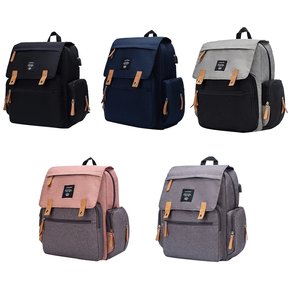 

LEQUEEN Multifunctional Travel Bag Folding Diaper Backpack Large Capacity Fashion Mommy Maternity Nursing Bag