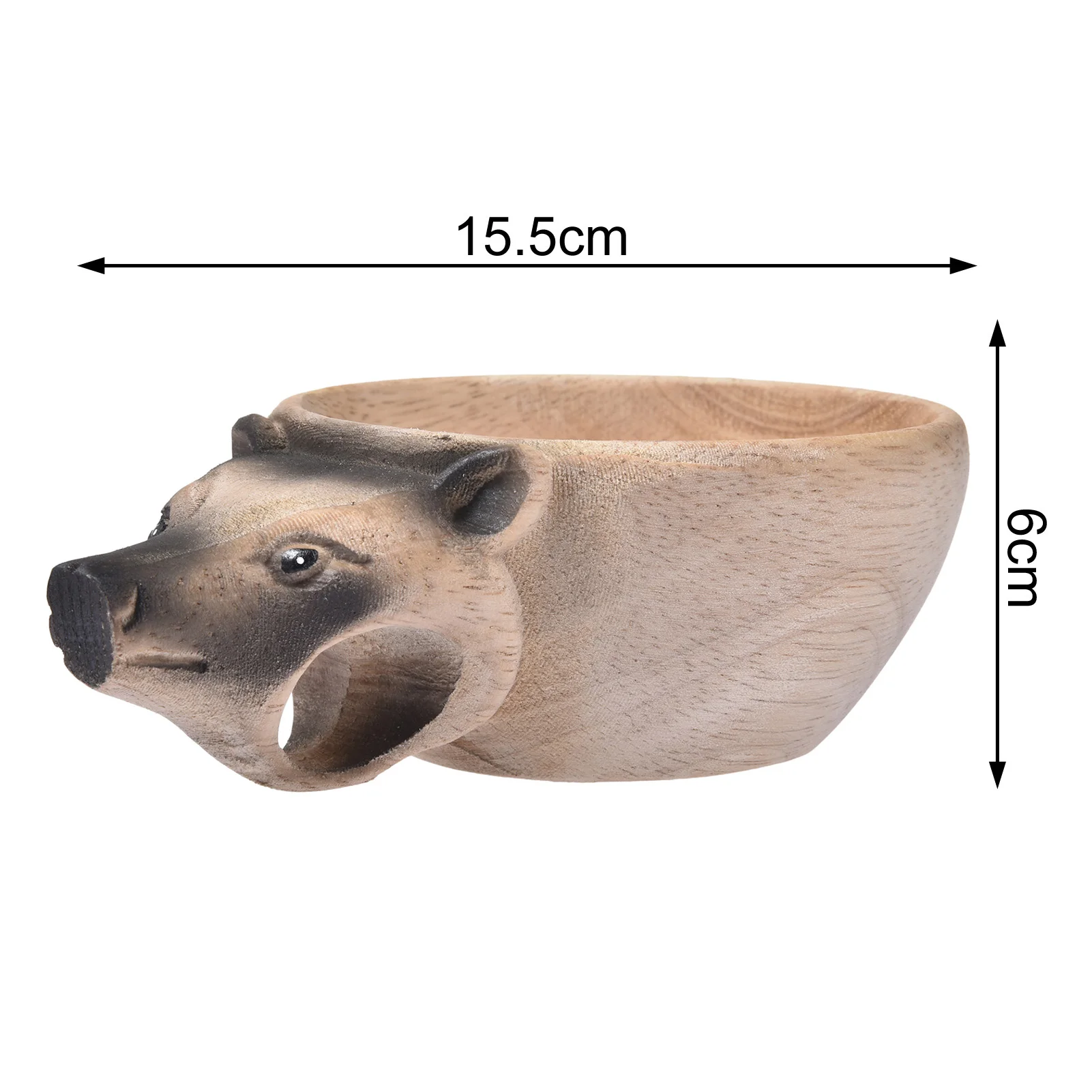 Kuksa-taza de agua de madera de goma, vaso de caf&eacute; de t&eacute; de la leche con cabeza de Animal tallada a mano, con mango-2
