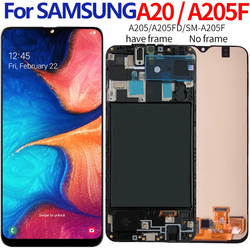 Сменный ЖК-экран для Samsung Galaxy A20 A205F зеркальный дисплей в сборе A205 | Мобильные