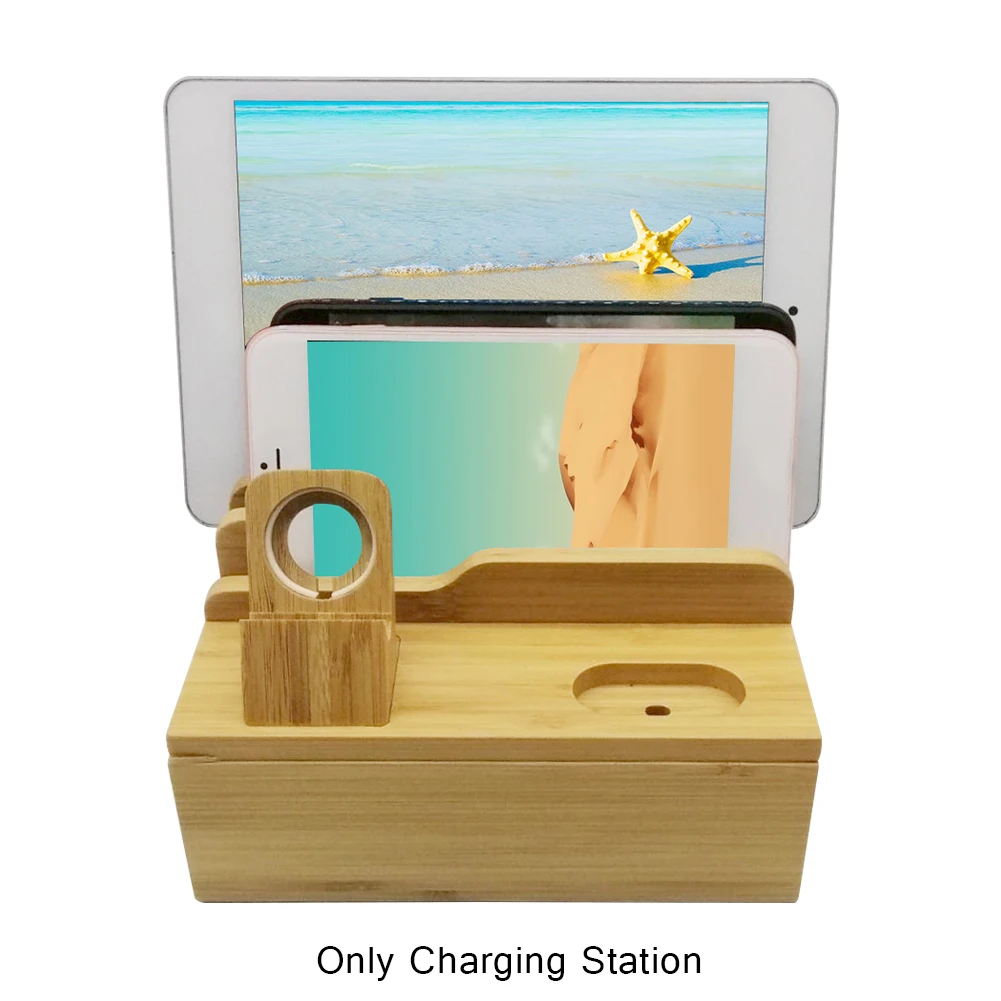 Настольная док станция для хранения планшета телефона бамбуковый держатель