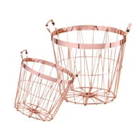nordic style laundry basket rose gold storage basket wrought iron kitchen clear up hamper collapsible clothes bucket organizer