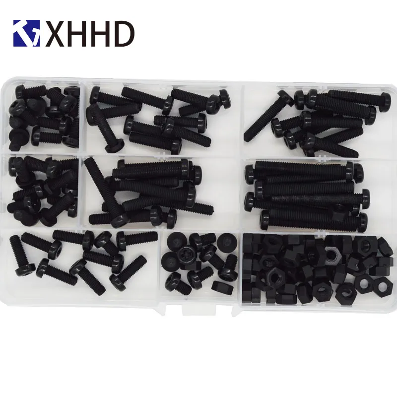 M4 черный нейлоновый винт КРУГЛЫЙ Винт пластиковый шестигранный гайка