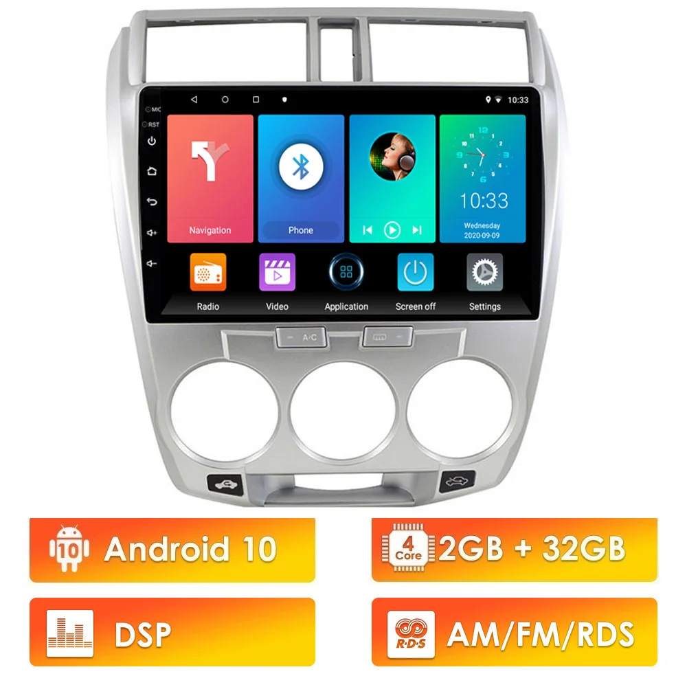 

Eastereggs 2 DIN Car Multimedia Player For Honda CITY 2008-2014 Android 10 RDS DSP Autoradio GPS Navigation Radio