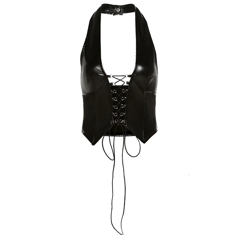 

Nightclub Sexy Wearing 2021 Spring New Women's Laces Hollow Sexy Backless Short Cropped Vest Female Crop Top Tank Tops