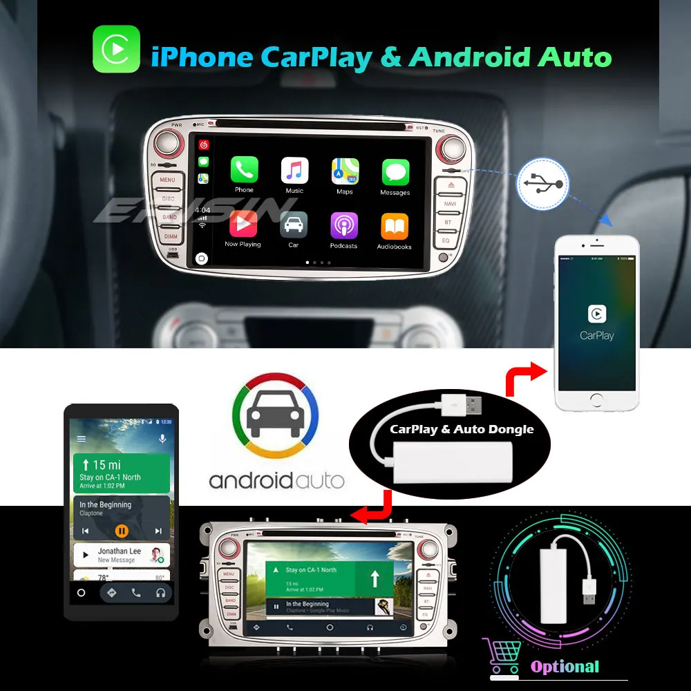 Erisin 2919 Android 10 0 DSP Авторадио DAB + GPS WiFi OBD CarPlay DVR Bluetooth SWC 4G Ford Focus Mondeo Galaxy C/S-Max |
