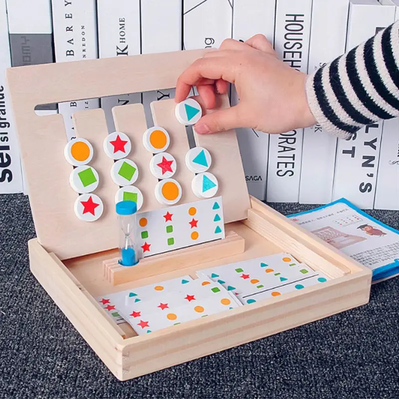 

Montessori Education Wooden Toys Four Color Matching Game Early Children Kids Preschool Training Learning Building Blocks