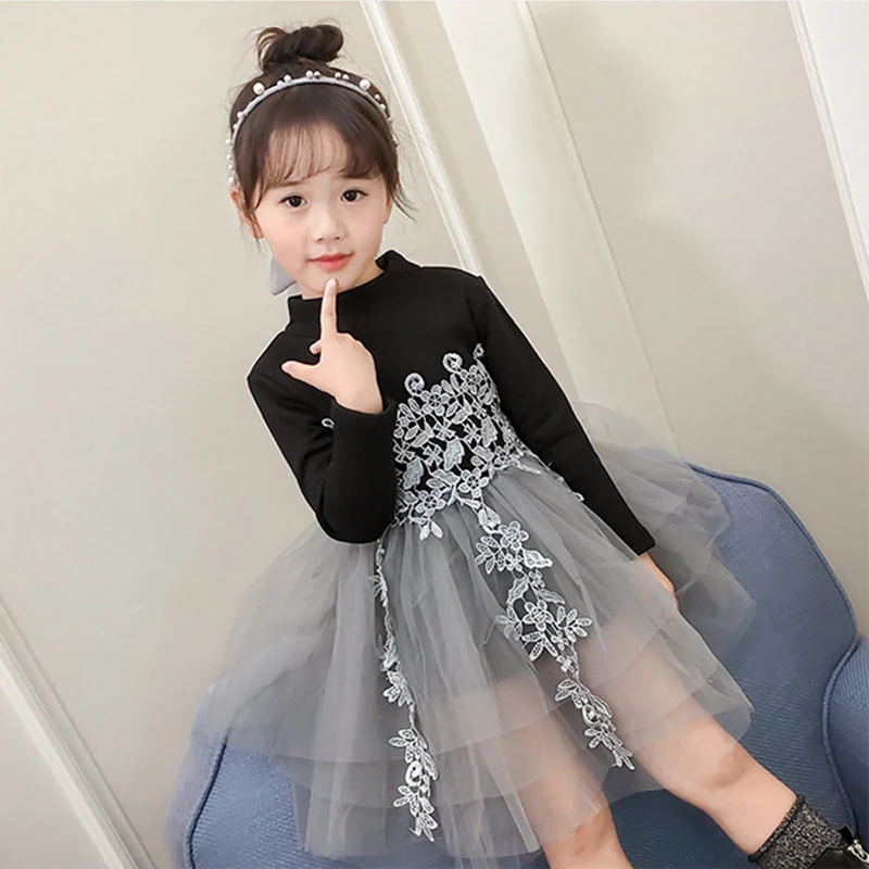 Весенне-Осенняя детская одежда с длинным рукавом для девочек школьное платье