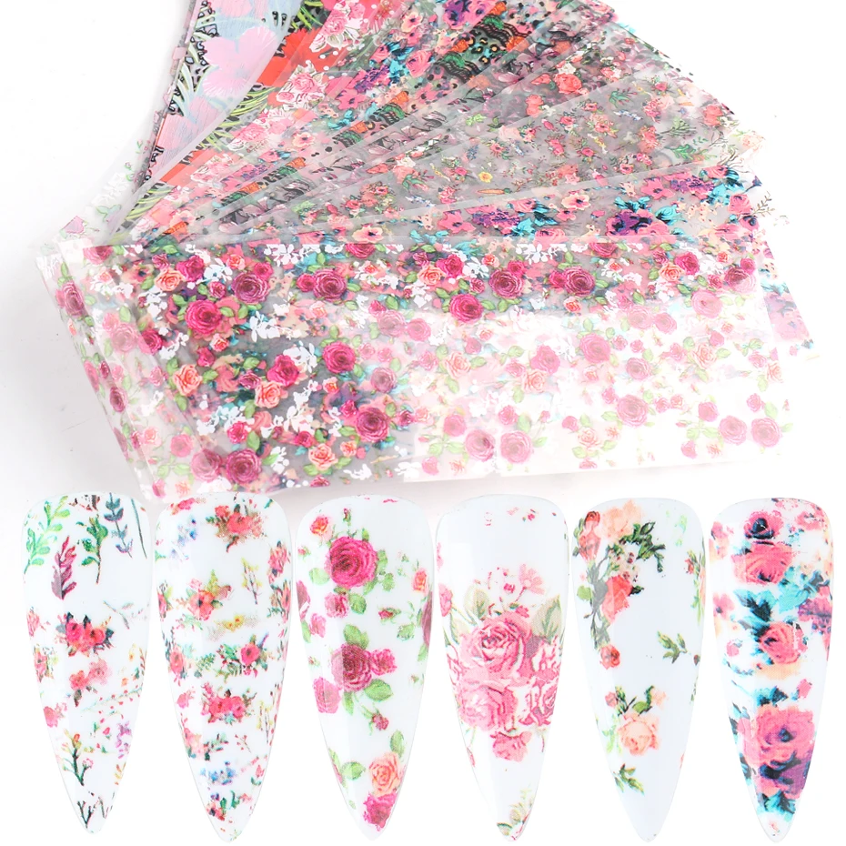 Переводные фольгированные наклейки для дизайна ногтей простые слайдеры с