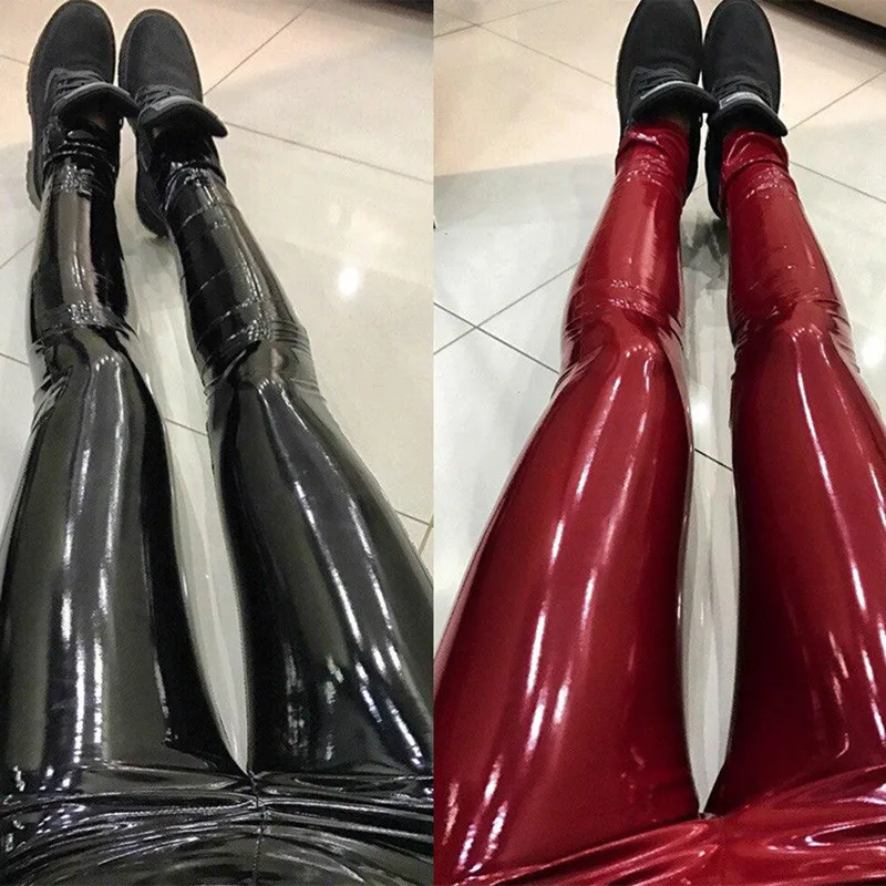 Размера плюс пикантные легкие брюки из искусственной кожи женские кожаные