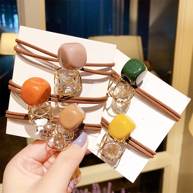 Женская резинка для волос в Корейском стиле эластичная акриловая с кристаллами