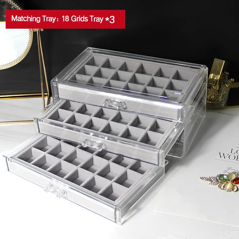 Dustproof Three-Layer Jewelry Storage Display Box Ring Earring Necklace Case Women Pendants Watch Display Stand Box YSUMI - Цвет: No. 1 style