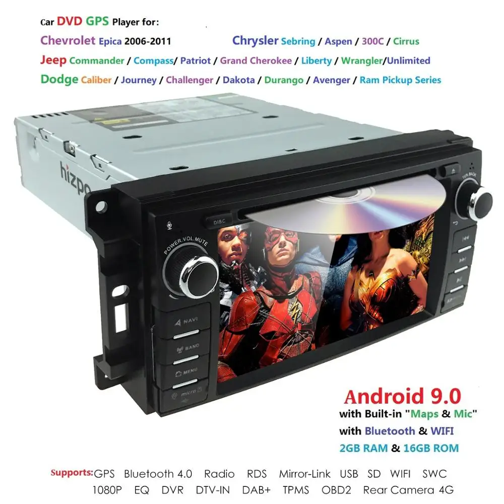 Автомобильный DVD gps плеер Android 9,0 для JEEP Wrangler Компас Патриот Grand Cherokee Commander Dodge CAM 2 грамма+ 16 ГРОМ 4GWifi SWC DVBT